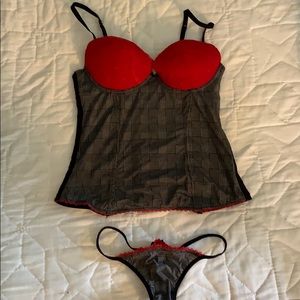 Cami with back corset closure and matching thong